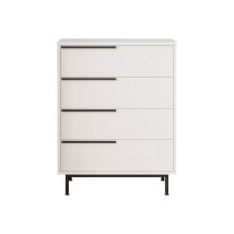 Mobili Rebecca - Commode 4 Tiroirs Rebecca Mobili Vahona 95x75x44,5 Panneau De Particules Fer Blanc Gris Foncé Moderne