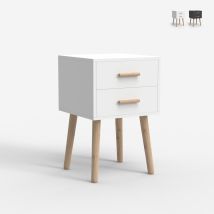 Table De Chevet En Bois Style Nordique Pour Chambre Blanc Noir Corallo - Blanc