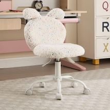 Wahson Sedia Da Scrivania Per Bambini, Poltrona Girevole Con Orecchie Da Coniglio E Regolabile In Altezza Per Studio E Cameretta, Bianca