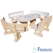 Conjunto Comedor Piedra Ovalado Jardin Ciruelo Pulido Parsifal Rojo Ocre