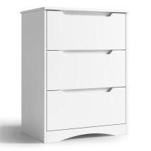 Cómoda 3 Cajones Bealife Mueble De Apara Dormitorio Sala De Estar Póster Con Tiradores Integrados Y Dispositivo Antivuelco Blanca