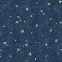 Crown - Starlight Stars Navy Blue Wallpaper Silver Gold Metallic Shimmer Childrens