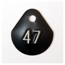 Chiffre Goutte D'Eau Fond Noir (à L'Unité) Estampé "47" En Relief Blanc Hauteur D'Écriture 11mm Derancourt