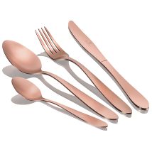 Rose Gold Satin Cubertería Dorada Mate 24 Piezas Acero Inoxidable, Juego Cubiertos 6 Personas, Acabado Satinado Oro Rosado - Berlinger Haus