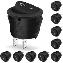 10 Interruptores De 12 V, Mini Botón De Encendido/apagado, 10 A/125 V, 6 A/250 V, Color Negro, Redondos Y Bloqueables, Para Coche, Barco Y 