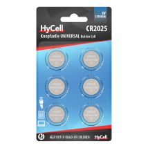 Knopfzelle Cr2025, Lithium, 3 V-, 6 Stück - Hycell