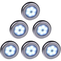 Kabellose Led-leuchte Mit Bewegungsmelder Für Kleiderschrank, Treppenhaus, Flur, Küche, Schlafzimmer (6 Stück) (silbernes Gehäuse (weißes Licht))