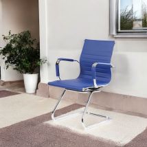 Silla de oficina Kurow - Silla ergonómica azul con reposabrazos - Dimensiones 62x54h89 cm