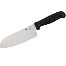 Spyderco - Ste-k08pbk Santoku Küchenmesser 17,3 Cm Lange Glatte Klinge Mbs-26 Stahl Mit Schwarzem Polypropylen Griff