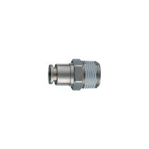 Conector recto de auto rosca macho AC 50/A – Latón niquelado – Conexión rápida