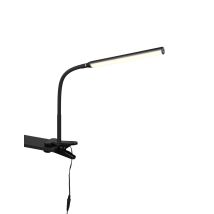 Lampe Bureau Pince Bras Souple Noir Mat Cct Led5w Tact.