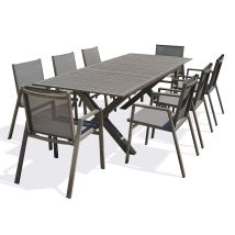 Floride - Conjunto De Comedor De Jardín 8 Plazas De Aluminio Cuarzo Dcb Garden