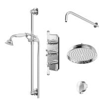 Windsor - Traditional Polished Chrome Concealed Triple Thermostatic Shower Valve And 210mm Round Fixed Head With Wall Arm And Slide Rail Kit With 