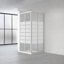 Profiltek - Aurum Mampara Angular Corredera Perfil Blanco Vidrio Decorado Bold - Medida: 87-90 X 67-70 Cm - Medida: 87-90 X 67-70 Cm - Ref: 2337021