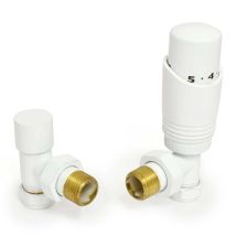 West - Delta Angled Trv Thermostatic Radiator Valve And Lockshield - White