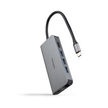Nanocable 8-in-1 Usb-c Hub, Usb-c 3.1 Auf 3xusb-a 3.0 Konverter + Hdmi 4k@60hz + Usb-c Pd + Rj45 1gbps + Tf + Sd, Aluminium, Grau, 18 Cm