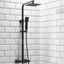 Orbit Lunar Square Shower Riser Kit With Single Function Handset And Fixed Head - Black