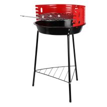 Holzkohlegrill auf Füßen aus Stahl mit Kochschale – Ø33 cm – 46-53 cm höhenverstellbar – ideal für Grillabende – schwarz und rot
