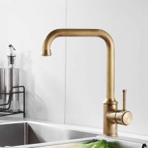Mezheng - Kitchen Tap, Antique Brass, Kitchen Mixer Tap With 360° Swivel Spout Antique