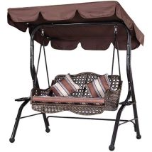 Wasserdichtes 210d-ersatzdach Für Gartenschaukel, Sonnenschutz, Uv-beständig (kaffee, 142 X 120 X 18 Cm) – Dreisitzer