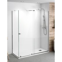 Betterban - Mampara De Ducha Angular - 2 Hoja Fija + 1 Puerta Corredera - Modelo Arabela Cromo Q3 (100 X 115)