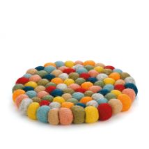 Tappetino Per Fonduta Cilio, Diametro 21 Cm, Lana Di Pecora, Multicolore