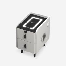 Mesita De Noche Blanca Para Dormitorio Con Luz Led Y Carga Inalámbrica Tainy