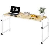 Computertisch, Laptopständer Quer Über Dem Bett, Einziehbare Und Feststellbare Rollen, 120×40×85cm.