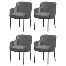 4x Dining Sessel Bernini Platinum Mit 2 Kissen Gartensessel Gartenstuhl - 4seasons Outdoor
