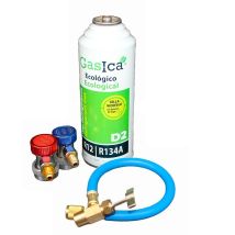Pack Gas Ecológico Gasica D2 Sustituto R12 Y R134a 226gr Más Manguera Con Llave Y Conectores Rápidos