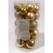 Kaemingk - Shatterproof Mixed 30 Christmas Baubles - Gold - Various Sizes