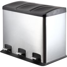 King Home Abfalleimer 3x12 L Für Mülltrennung 55,5x36x45h Cm Mit Pedal