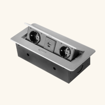 Prise Plan De Travail Brume Ouverture Automatique - Bloc 2 Prises + Usb-a + Usb-c Rétractable Gris