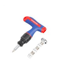WORKPRO – Destornillador de carraca T de 8 piezas – Acero cromo vanadio – Mango ergonómico antideslizante – Color azul y rojo