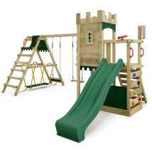 Spielturm Ritterburg Boldbaron Mit Schaukel Surfswing, 10-jährige Garantie, Integrierter Sandkasten – Grün - Fatmoose