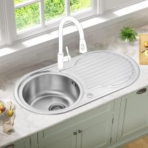 Jassferry 90x47 Cm Küchenspüle 1 Becken Einsatz, Umkehrbarem Abtropffläche Waschbecken