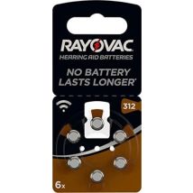 Baterías para audífonos VARTA Rayovac S.312 – 6 unidades – 1,4 V – Libre de mercurio – Cáscara resistente a la corrosión