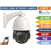 Telecamera Speed Dome Network 4k 8mp Ultra Hd Zoom Ottico 30x Onvif Poe Videoanalisi Intelligente Double Light Sd Card 100 Metri