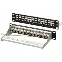 Panel De Conexión Keystone Rj45 Blindado Fgb 1u De 12 Puertos Cat6