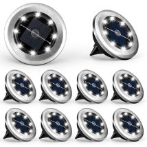 10 Mini Lampes Solaires De Jardin, Extérieur, Imperméables, Éclairage Paysager Alimenté Pour Patio, Cour, Allée Et Chemin (blanc Froid)