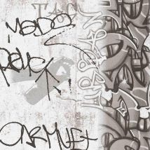 A.s.creations - Graffiti Wallpaper As Creation Industrial Kids Concrete Effect Grey Black White