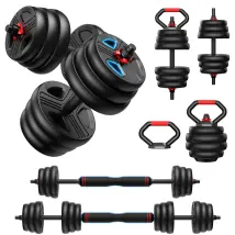 Set Manubri Regolabili Feierdun 10/15/25 Kg (coppia), Set 5 In 1: Manubri, Bilanciere, Kettlebell E Supporti Per Flessioni, Allenamento Completo Per 