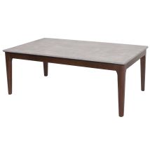 Mesa De Centro Hhg-988, Mesa Auxiliar Mesa De Sofá Madera Maciza Hdf Laminado Melamina 46x120x70cm Aspecto Hormigón Patas Marrones
