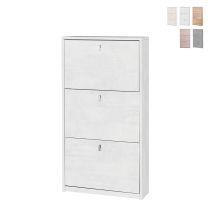 Sarmog - Platzsparender Schlanker Schuhschrank Mit Drei Türen White Oxide 63x18x H117 Cm