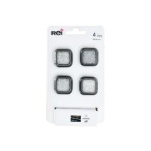 Rei - Blister Mit 4 Möbelknöpfen Aus Metall, Mit Altsilber-finish, Mod. 3120, 30 X 30 Mm