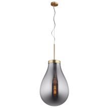 Lámpara Colgante – 50 x 80 cm – Tulipa de cristal soplado – Color Smoky – Bombilla LED incluida