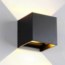 12w Lampada Cob Led Cubo Applique Parete 220v Luce Biemissione Nera O Bianca 100lm/w Regolabile Ip65 Bianca - Nero