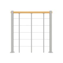Ringhiera Per Scala Dritta - Grigio - Acciaio Termolaccato - Lunghezza 1m - Corrimano In Legno - Re-i-slm-bois-gh