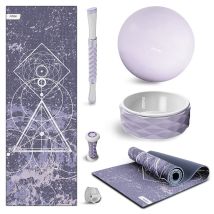 Kit 6 Yoga- Und Pilates-zubehör Kitwell-600 Lila, Matte, Rad, Fitball, Übungsband, 2 Massagegeräte, Anfänger Und Steigerung Der Schwierigkeit Fitfiu 