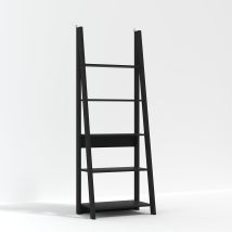 Tiva Ladder Bookcase – Black – 4 Shelves – L38.6 x W64 x H175.4 cm – 20 kg